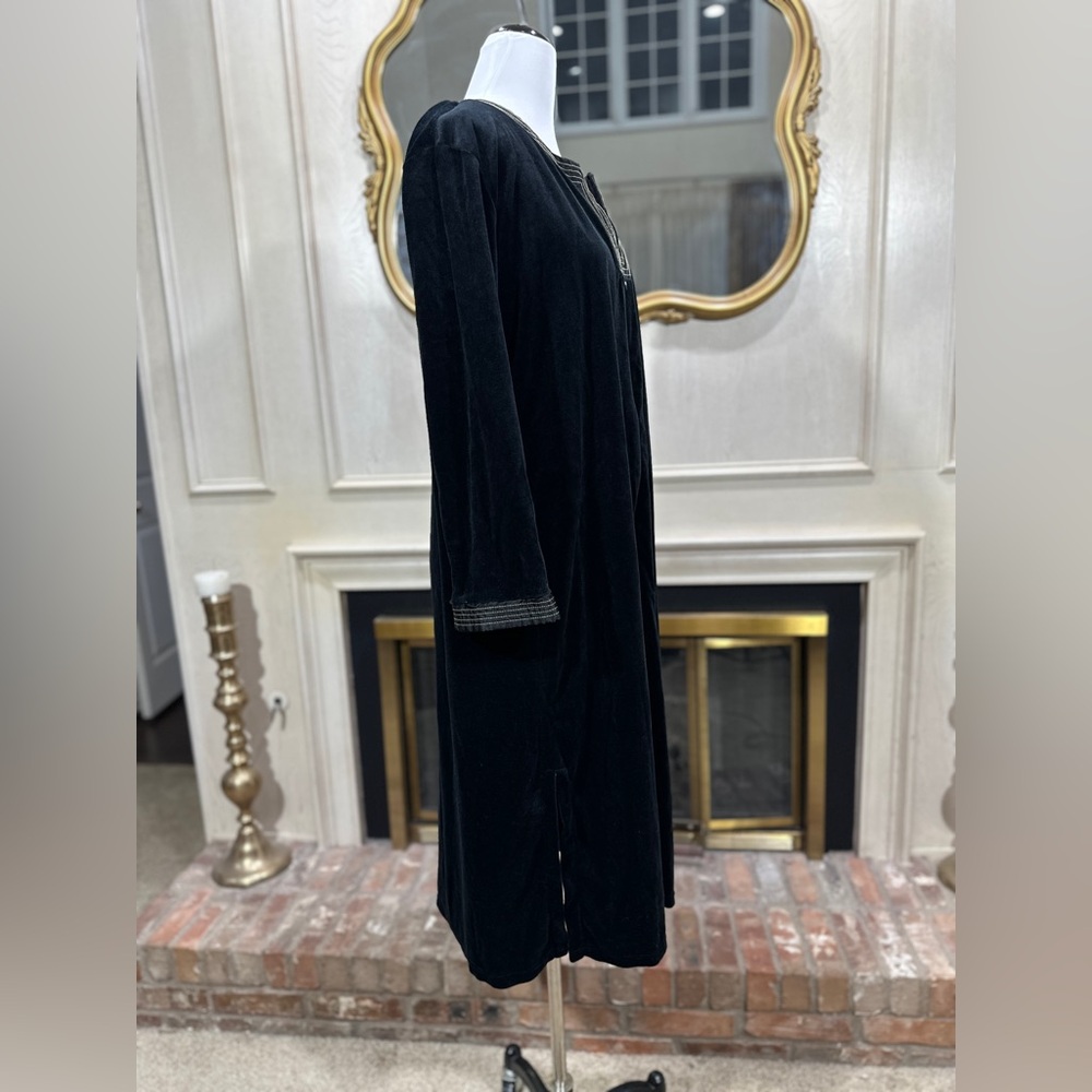 Jones New York Kaftan XL Black Velvet Gold Embroidered Winter Gothic Romantic - Picture 8 of 11